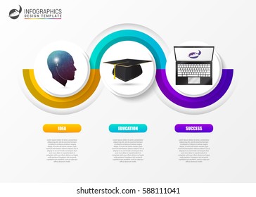 infographics design template with 3 steps. can be used for workflow layout, diagram, options, banner, web design. Vector illustration