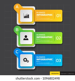 Infographics design template, 3D Business concept with 3 steps or options, can be used for workflow layout, diagram, annual report, web design.Creative banner,label vector