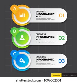 Infographics design template, 3D Business concept with 3 steps or options, can be used for workflow layout, diagram, annual report, web design.Creative banner,label vector