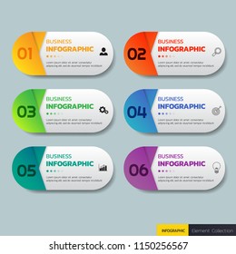 Infographics design template, 3D Business concept with 6 steps or options, can be used for workflow layout, diagram, annual report, web design.Creative banner, label vector.