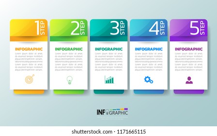 Infographics design template, 3D Business concept with 5 steps or options, can be used for workflow layout, diagram, annual report, web design.Creative banner, label vector.
