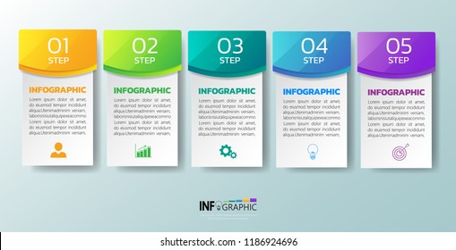 Infographics design template, 3D Business concept with 5 steps or options, can be used for workflow layout, diagram, annual report, web design.Creative banner, label vector.