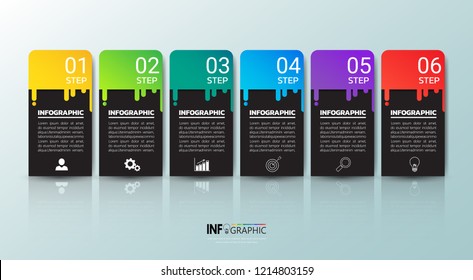 Infographics design template, 3D Business concept with 6 steps or options, can be used for workflow layout, diagram, annual report, web design.Creative banner, label vector.