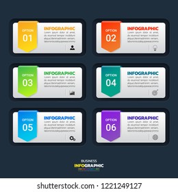 Infographics design template, 3D Business concept with 6 steps or options, can be used for workflow layout, diagram, annual report, web design.Creative banner, label vector.