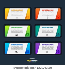 Infographics design template, 3D Business concept with 6 steps or options, can be used for workflow layout, diagram, annual report, web design.Creative banner, label vector.