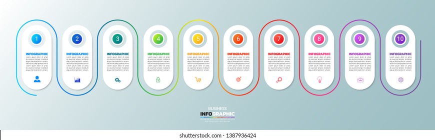 Infographics design template, 3D Business concept with 10 steps or options, can be used for workflow layout, diagram, annual report, web design.Creative banner, label vector.