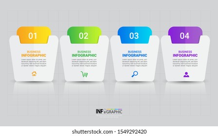 Infographics design template, 3D Business concept with 4 steps or options, can be used for workflow layout, diagram, annual report, web design.Creative banner, label vector.