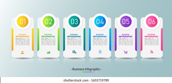 Infographics design template, 3D Business concept with 6 steps or options, can be used for workflow layout, diagram, annual report, web design.Creative banner, label vector.