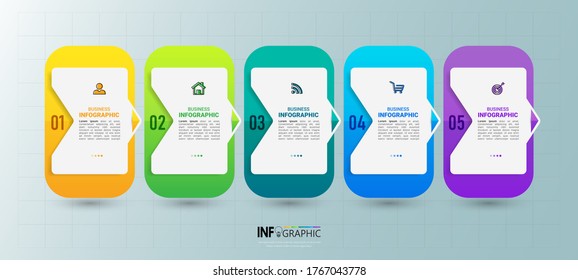 Infographics design template. 3D Business concept with 5 steps or options, can be used for workflow layout, diagram, annual report, web design.Creative banner,label vector.