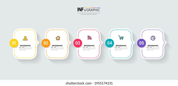 Infographics design template, 3D Business concept with 5 steps or options, can be used for workflow layout, diagram, annual report, web design.Creative banner, label vector.