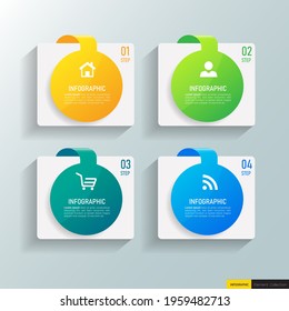 Infographics design template, 3D Business concept with 4 steps or options, can be used for workflow layout, diagram, annual report, web design.Creative banner, label vector.