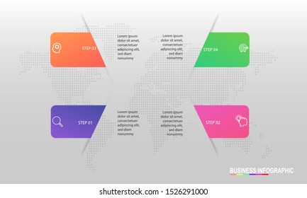 Infographics design template with 4 steps or options, can be used for workflow layout, diagram, annual report, web design, Creative banner, label vector. Info Graph