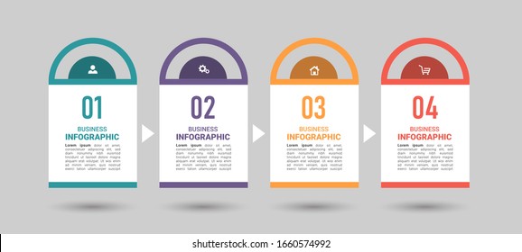 Infographics design template, with 4 steps, can be used for workflow layout, diagram, annual report, web design.Creative banner.