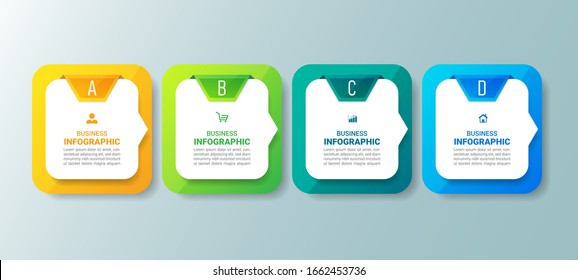 Infographics design template, with 4 steps, can be used for workflow layout, diagram, annual report, web design.Creative banner.