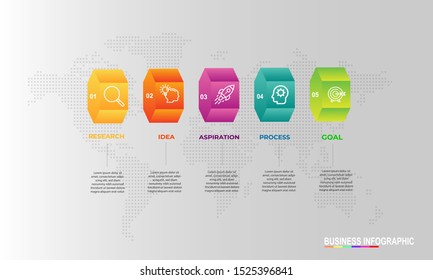 Infographics design template with 5 steps or options, can be used for workflow layout, diagram, annual report, web design, Creative banner, label vector. Info Graph