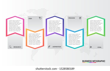 Infographics design template with 5 steps or options, can be used for workflow layout, diagram, annual report, web design 