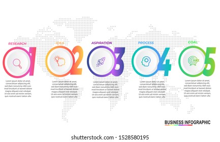 Infographics design template with 5 steps or options, can be used for workflow layout, diagram, annual report, web design 