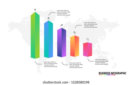 Infographics design template with 5 steps or options, can be used for workflow layout, diagram, annual report, web design 