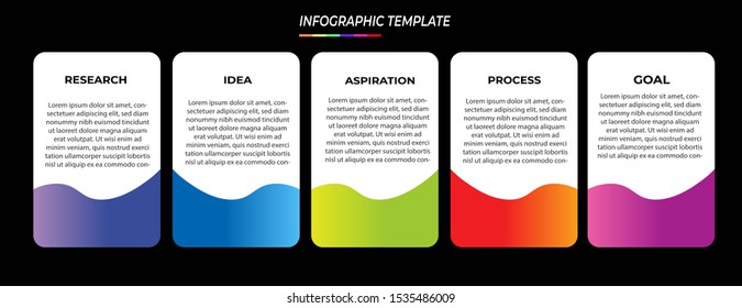 Infographics design template with 5 steps or options, can be used for workflow layout, diagram, annual report, web design, Creative banner, label vector. Info Graph