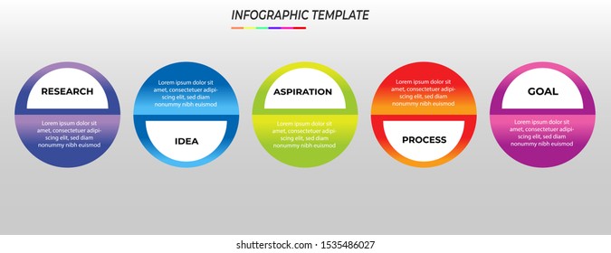 Infographics design template with 5 steps or options, can be used for workflow layout, diagram, annual report, web design, Creative banner, label vector. Info Graph