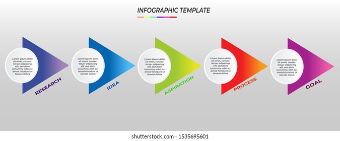 Infographics design template with 5 steps or options, can be used for workflow layout, diagram, annual report, web design, Creative banner, label vector. Info Graph