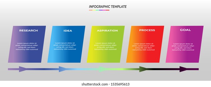 Infographics design template with 5 steps or options, can be used for workflow layout, diagram, annual report, web design, Creative banner, label vector. Info Graph