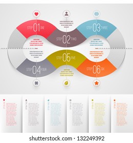 Infographics design template - abstract numbered color paper waves shapes