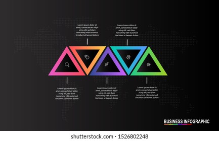 Infographics design template with black background can be used for workflow layout, diagram, annual report, web design, Creative banner, label vector. Info Graph