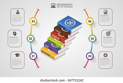 Infographics design template. Business Books. Colorful circle with icons. Vector illustration.