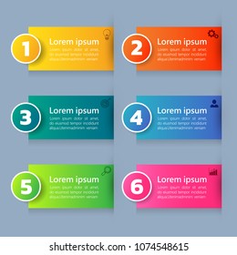 Infographics design template, Business concept with 6 steps or options, can be used for workflow layout, diagram, annual report, web design. Creative banner, label vector