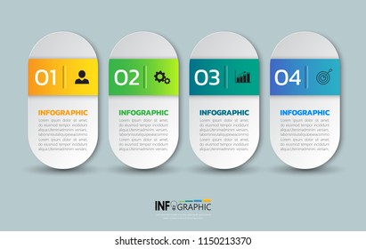 Infographics design template, Business concept with 4 steps or options, can be used for workflow layout, diagram, annual report, web design. Creative banner,label vector.