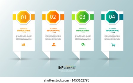 Infographics design template, Business concept with 4 steps or options, can be used for workflow layout, diagram, annual report, web design.Creative banner, label vector.