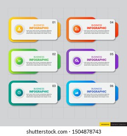 Infographics design template, Business concept with 6 steps or options, can be used for workflow layout, diagram, annual report, web design.Creative banner, label vector.