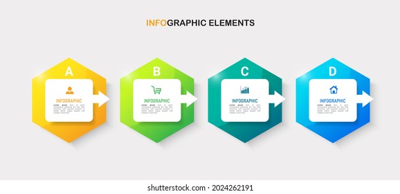 Infographics design template, Business concept with 4 steps or options, Can be used for workflow layout, diagram, annual report, web design.Creative banner, label vector.