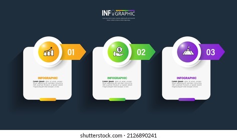 Infographics design template, Business concept with 3 steps or options, can be used for workflow layout, diagram, annual report, web design.Creative banner, label vector.