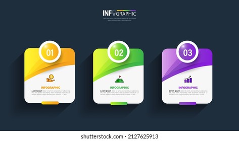 Infographics design template, Business concept with 3 steps or options, can be used for workflow layout, diagram, annual report, web design.Creative banner, label vector.
