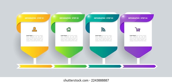 Infographics design template, business concept with 4 steps or options, can be used for workflow layout, diagram, annual report, web design.Creative banner, label vector.