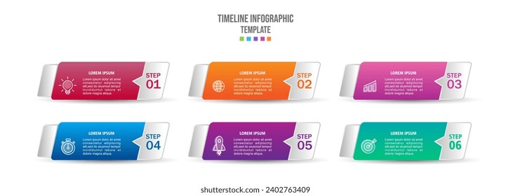 Infographics design template, Business concept with 6 steps or options, can be used for workflow layout, diagram, annual report, web design
