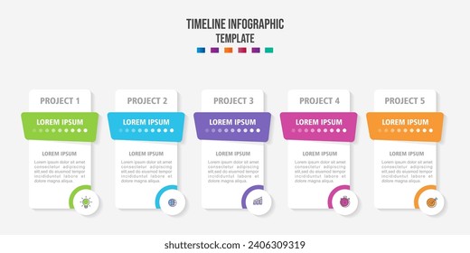Infographics design template, Business concept with 5 steps or options, can be used for workflow layout, diagram, annual report, web design.
