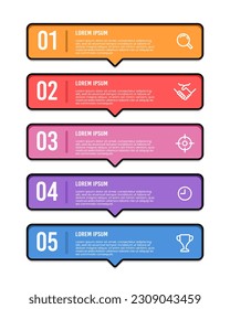 Infographics design template. Business diagram with 5 steps, options, or processes. Vector illustration.