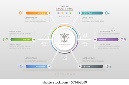 Infographics design template with business icons, process diagram, Vector eps10 illustration