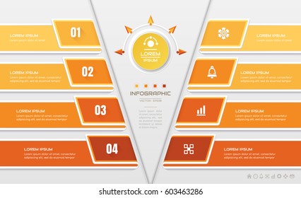 Infographics design template with business icons, process diagram, Vector eps10 illustration