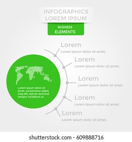 Infographics design template with circle and place for your data. Business illustration for presentation, booklet, website, blog, workflow layout, brochure, banner, card.
