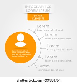 Infographics design template with circle and place for your data. Business illustration for presentation, booklet, website, blog, workflow layout, brochure, banner, card.