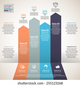 Infographics design template- display information with original and modern style. All elements in separate layers - background,arrow banners , text.