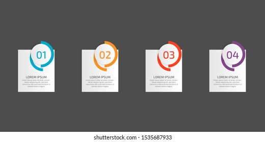 Infographics design template element for graphs, chart, diagrams, business options or web. Creative concept with four options, steps or processes. Can illustrate a strategy, workflow or team work.