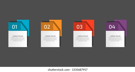 Infographics design template element for graphs, chart, diagrams, business options or web. Creative concept with four options, steps or processes. Can illustrate a strategy, workflow or team work.