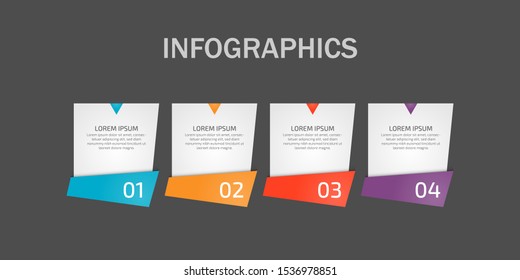Infographics design template element for graphs, chart, diagrams, business options or web. Creative concept with four options, steps or processes. Can illustrate a strategy, workflow or team work.