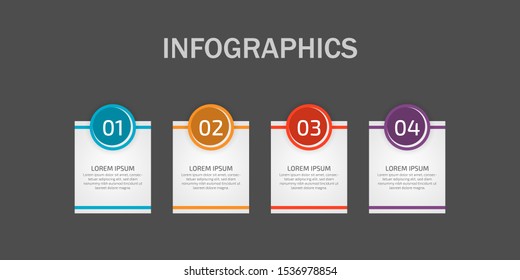 Infographics design template element for graphs, chart, diagrams, business options or web. Creative concept with four options, steps or processes. Can illustrate a strategy, workflow or team work.