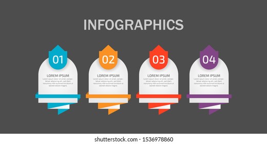 Infographics design template element for graphs, chart, diagrams, business options or web. Creative concept with four options, steps or processes. Can illustrate a strategy, workflow or team work.